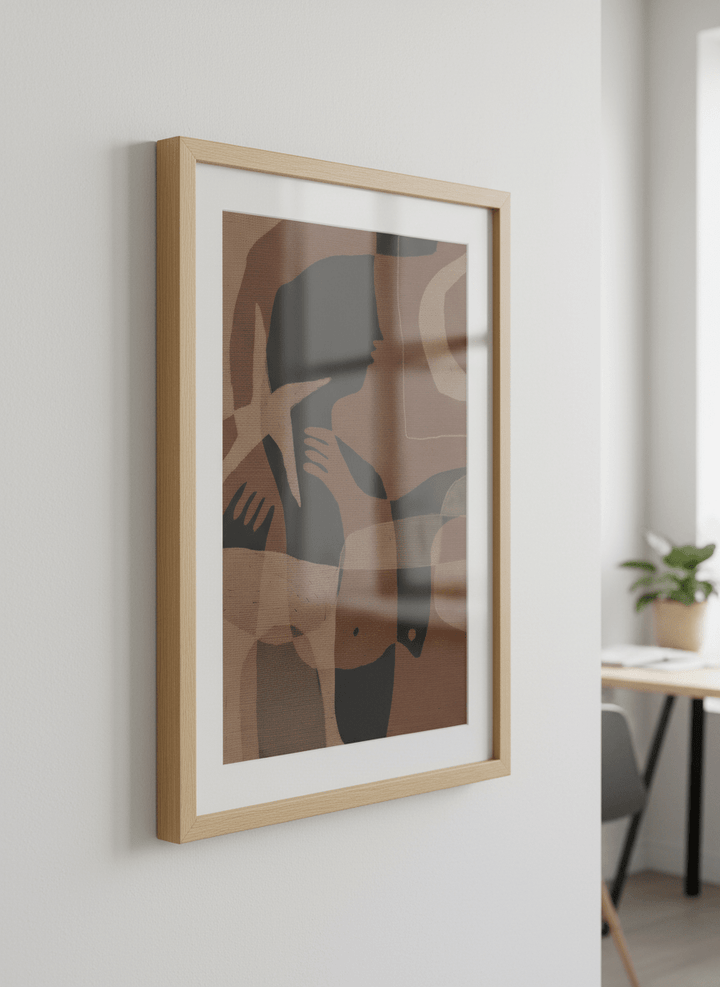 Contemporary wall art featured in a bright modern office workspace