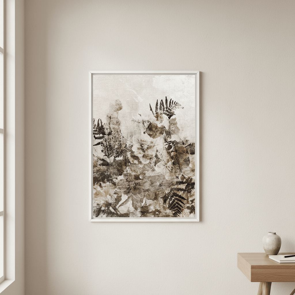 Beige Grunge Floral by Deer Muskeeter wall - art - picture - poster