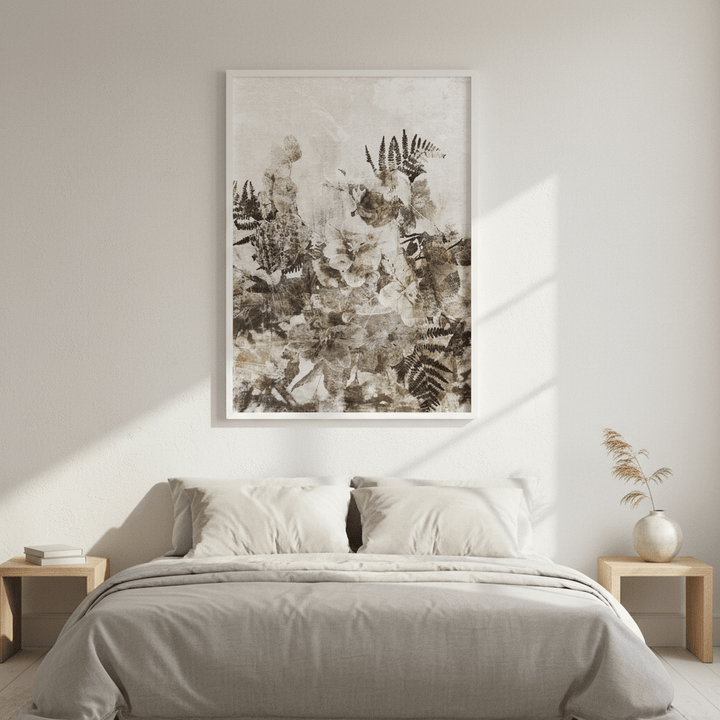 Beige Grunge Floral by Deer Muskeeter wall - art - picture - poster