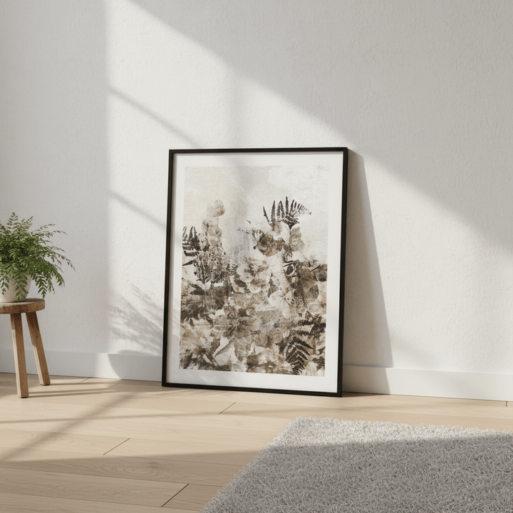 Beige Grunge Floral by Deer Muskeeter wall - art - picture - poster