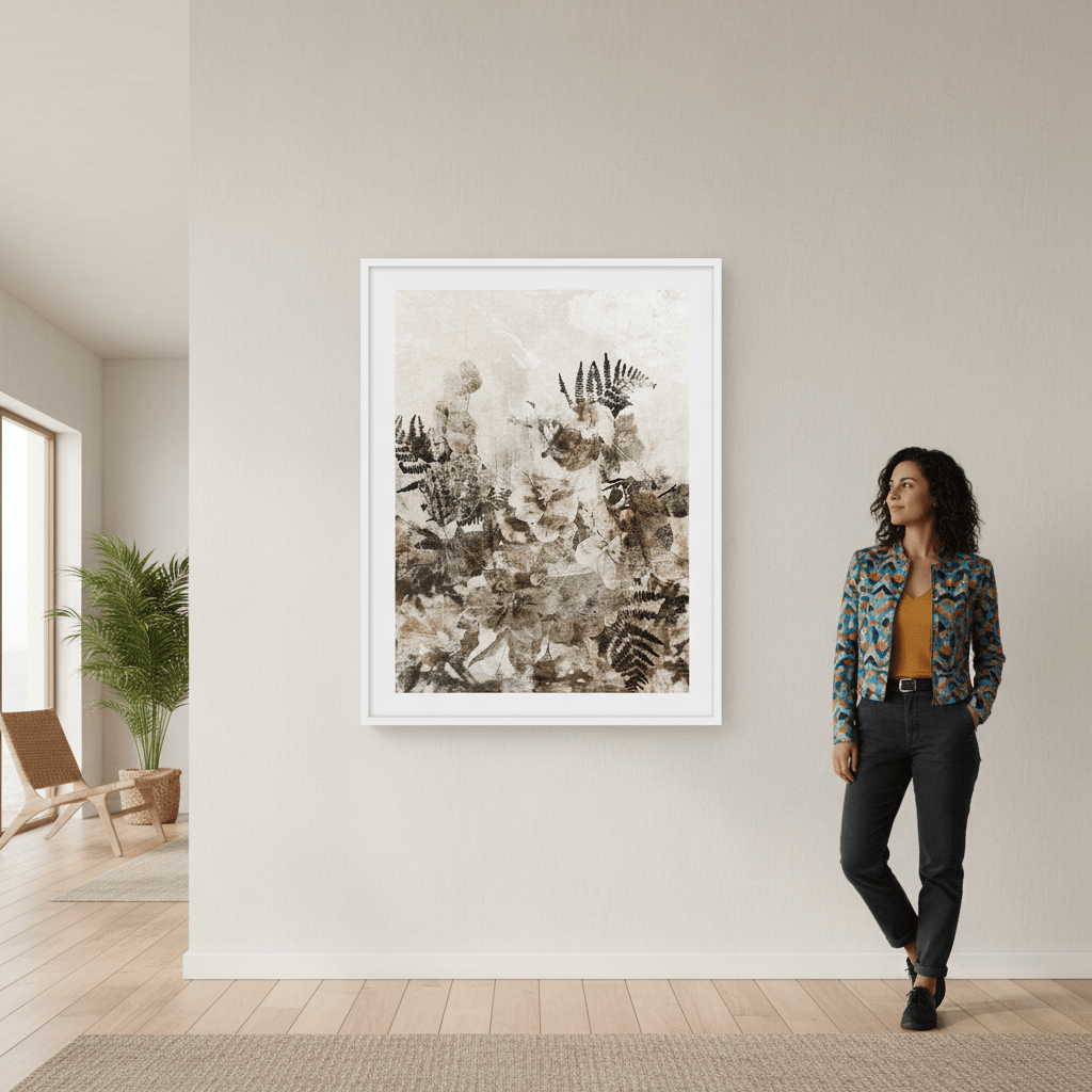 Beige Grunge Floral by Deer Muskeeter wall - art - picture - poster