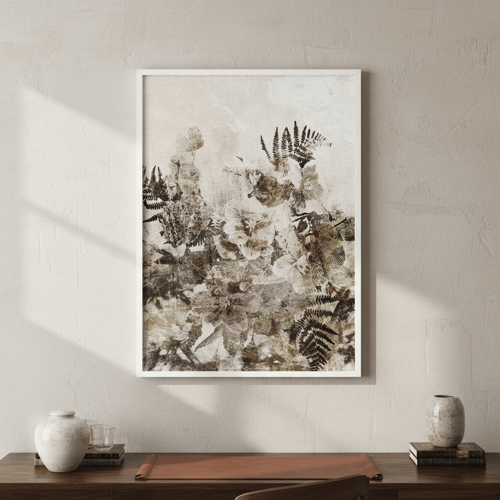 Beige Grunge Floral by Deer Muskeeter wall - art - picture - poster