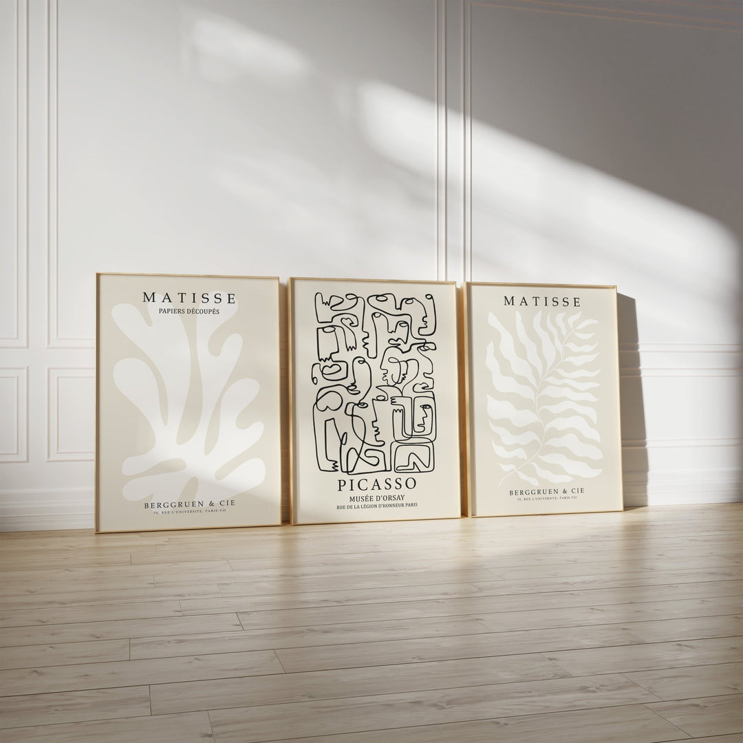 Beige Picasso & Matisse Trio Wall Prints - Set of 3 - Style My Wall