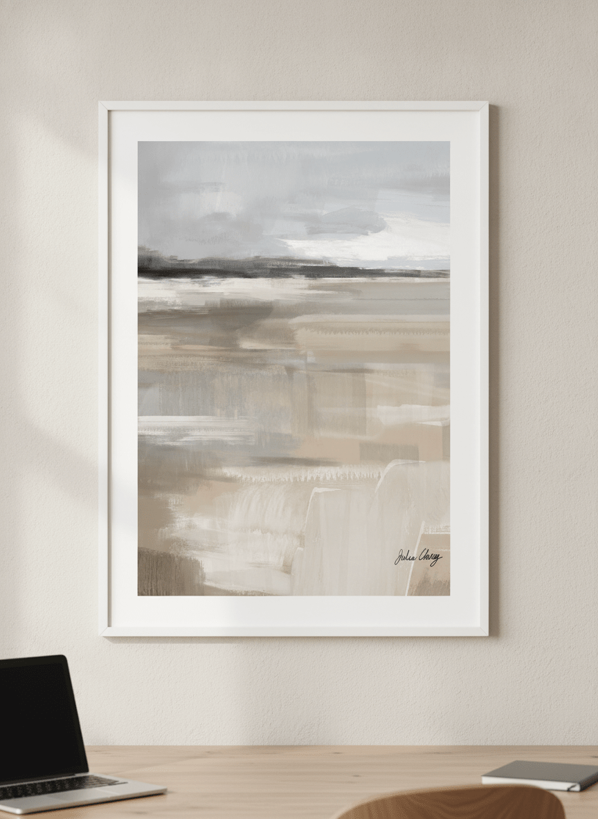 Contemporary wall art featured in a bright modern office workspace