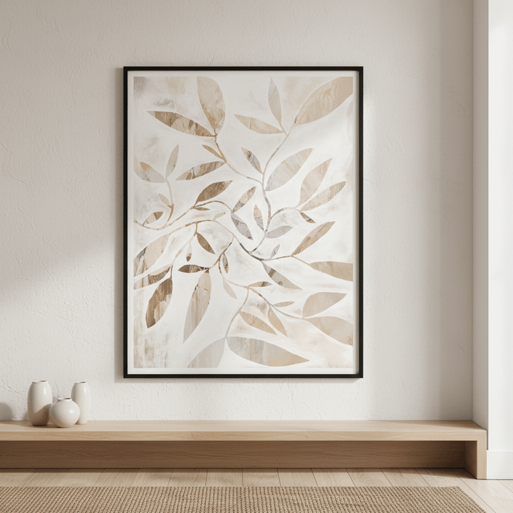 Beige Watercolor Leaves by Deer Muskeeter wall - art - picture - poster