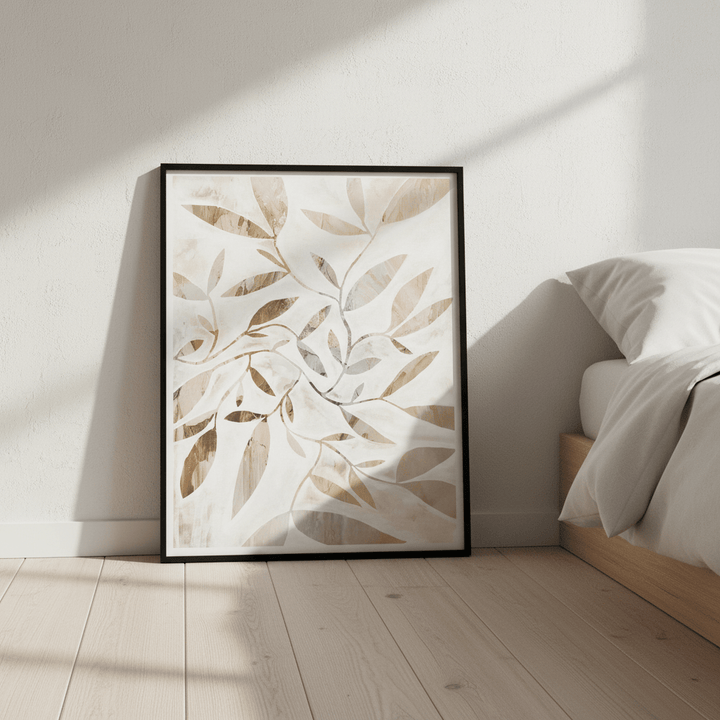 Beige Watercolor Leaves by Deer Muskeeter wall - art - picture - poster