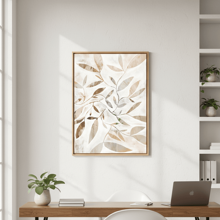 Beige Watercolor Leaves by Deer Muskeeter wall - art - picture - poster