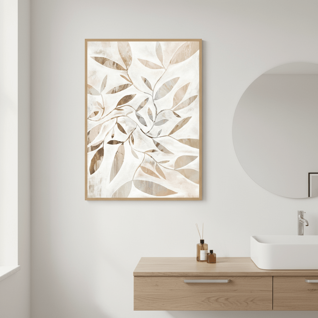 Beige Watercolor Leaves by Deer Muskeeter wall - art - picture - poster