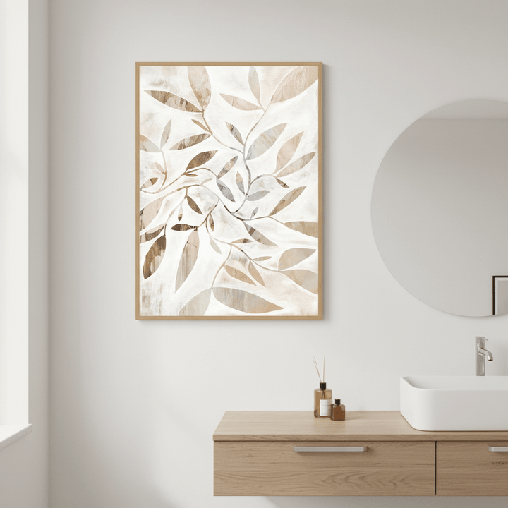 Beige Watercolor Leaves by Deer Muskeeter wall - art - picture - poster