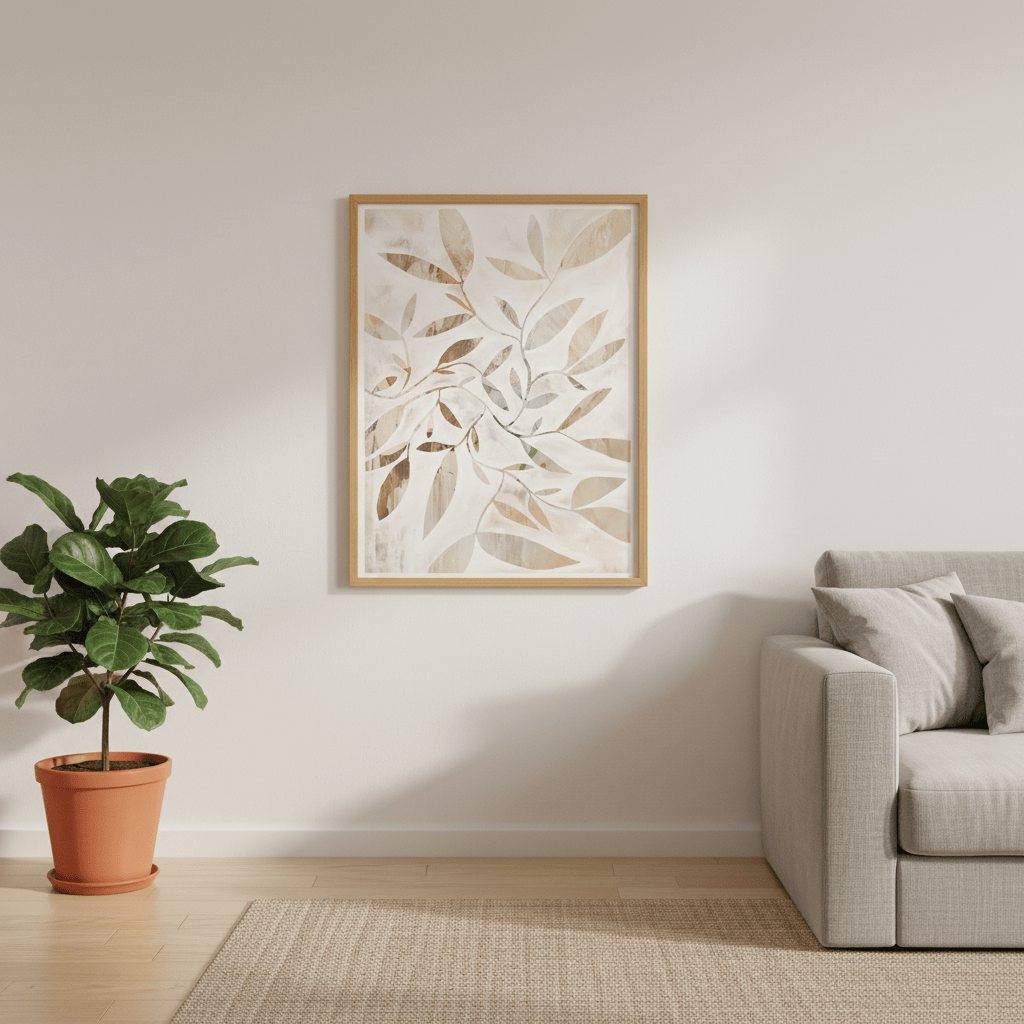 Beige Watercolor Leaves by Deer Muskeeter wall - art - picture - poster