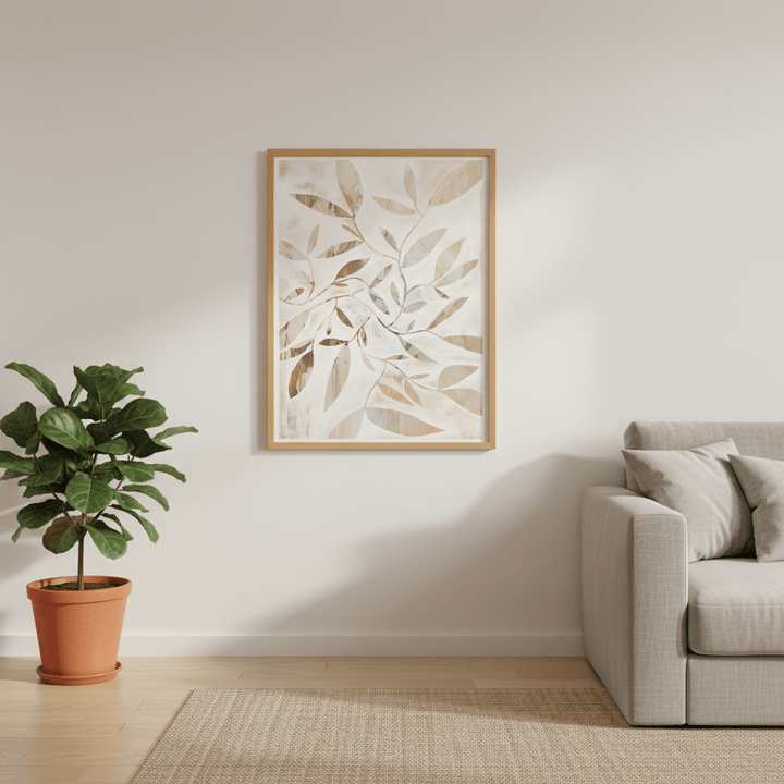 Beige Watercolor Leaves by Deer Muskeeter wall - art - picture - poster