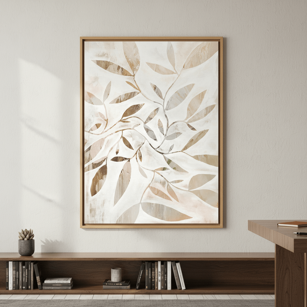 Beige Watercolor Leaves by Deer Muskeeter wall - art - picture - poster