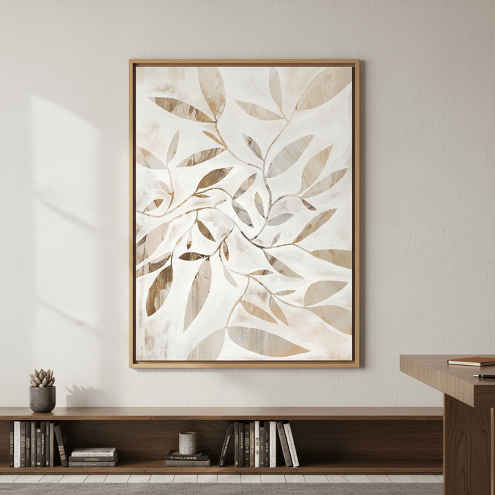 Beige Watercolor Leaves by Deer Muskeeter wall - art - picture - poster