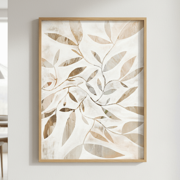 Beige Watercolor Leaves by Dear Muskeeter | Art & Canvas Print