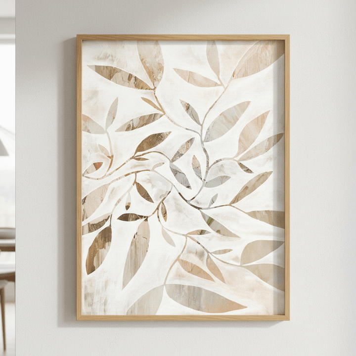 Beige Watercolor Leaves by Deer Muskeeter wall - art - picture - poster