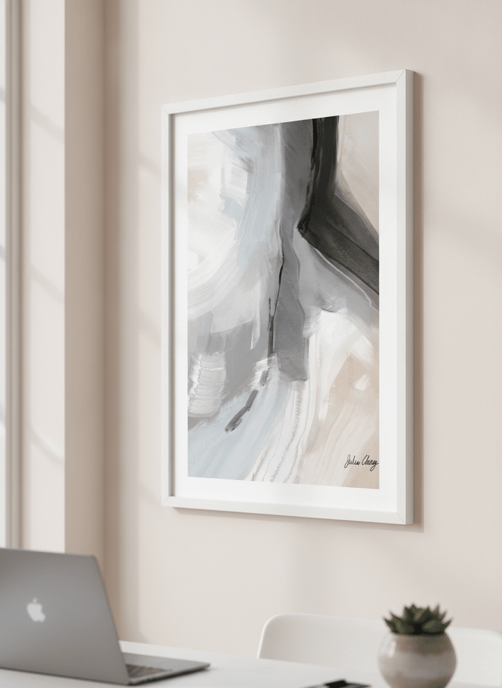 Contemporary wall art featured in a bright modern office workspace