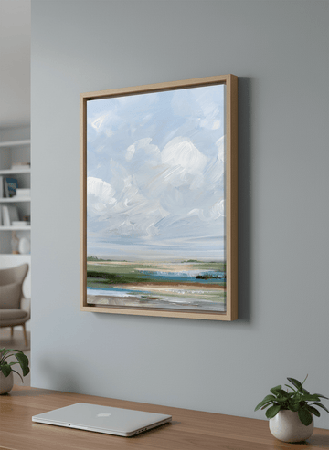 Contemporary wall art featured in a bright modern office workspace