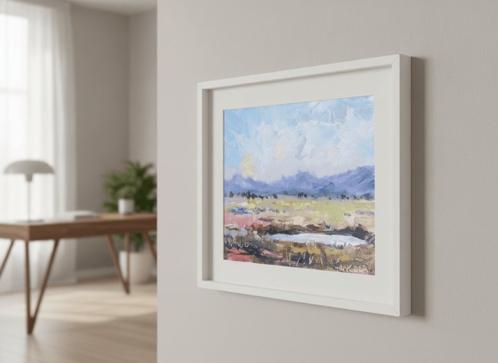 Contemporary wall art featured in a bright modern office workspace