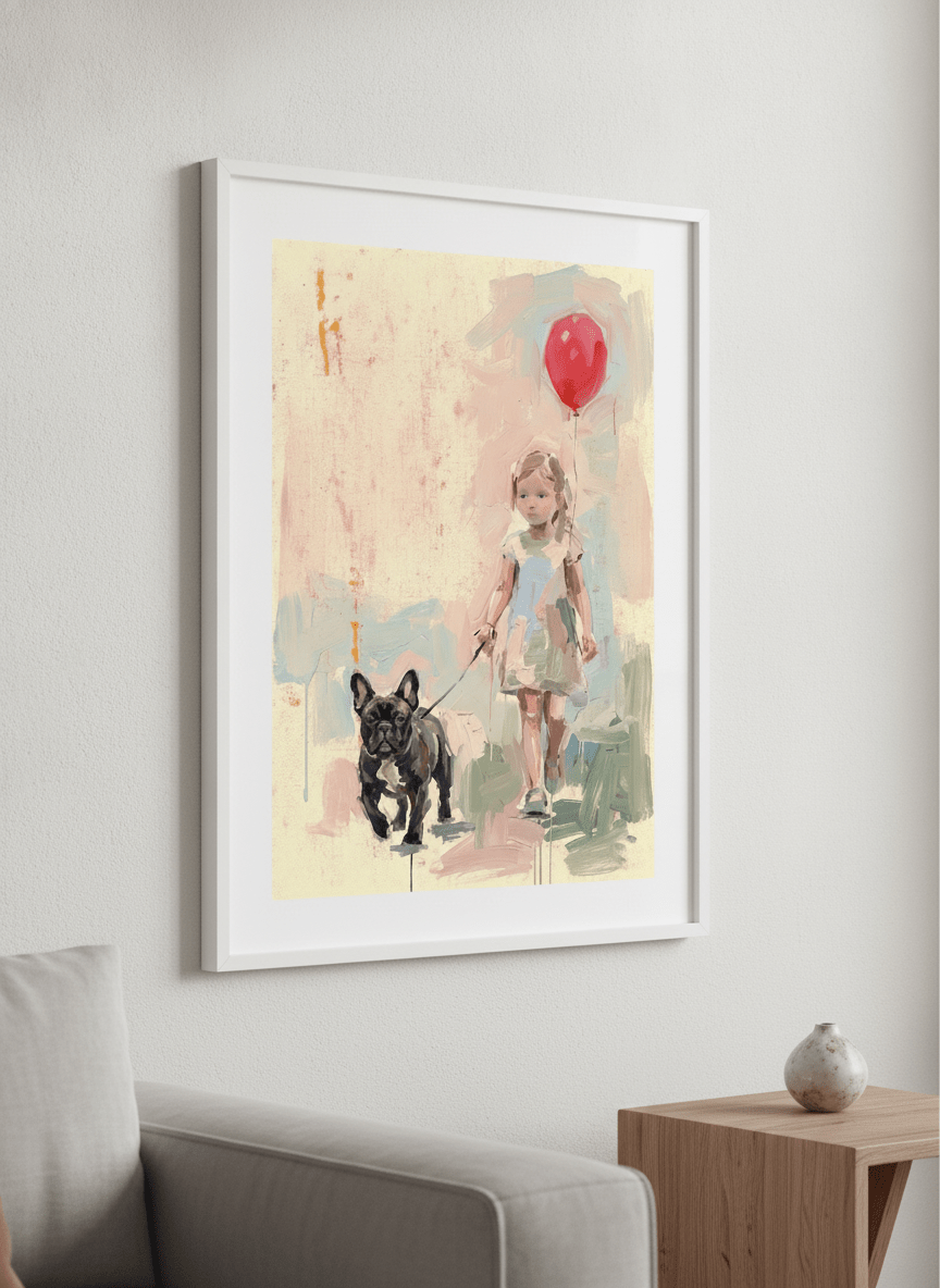 Modern wall art styled above a sofa in a neutral living room