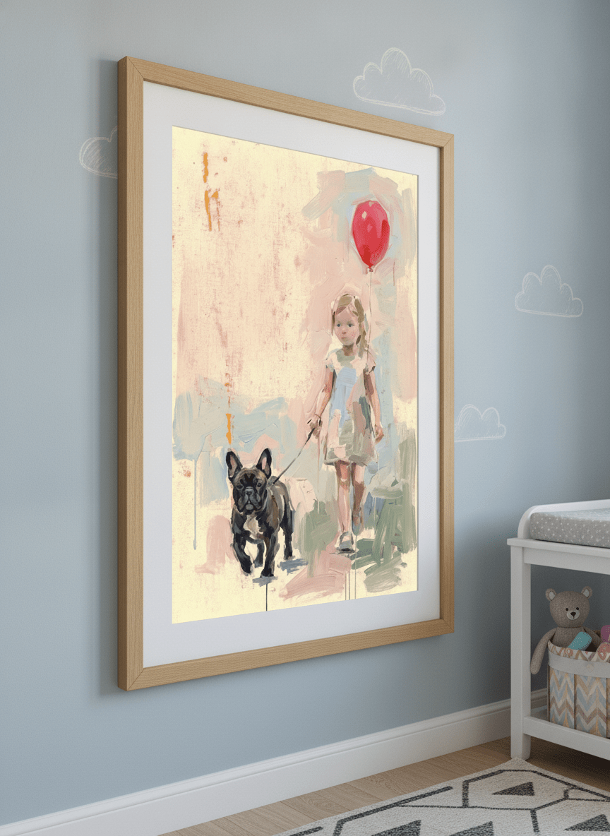 Soft neutral wall art styled in a serene nursery with pastel tones