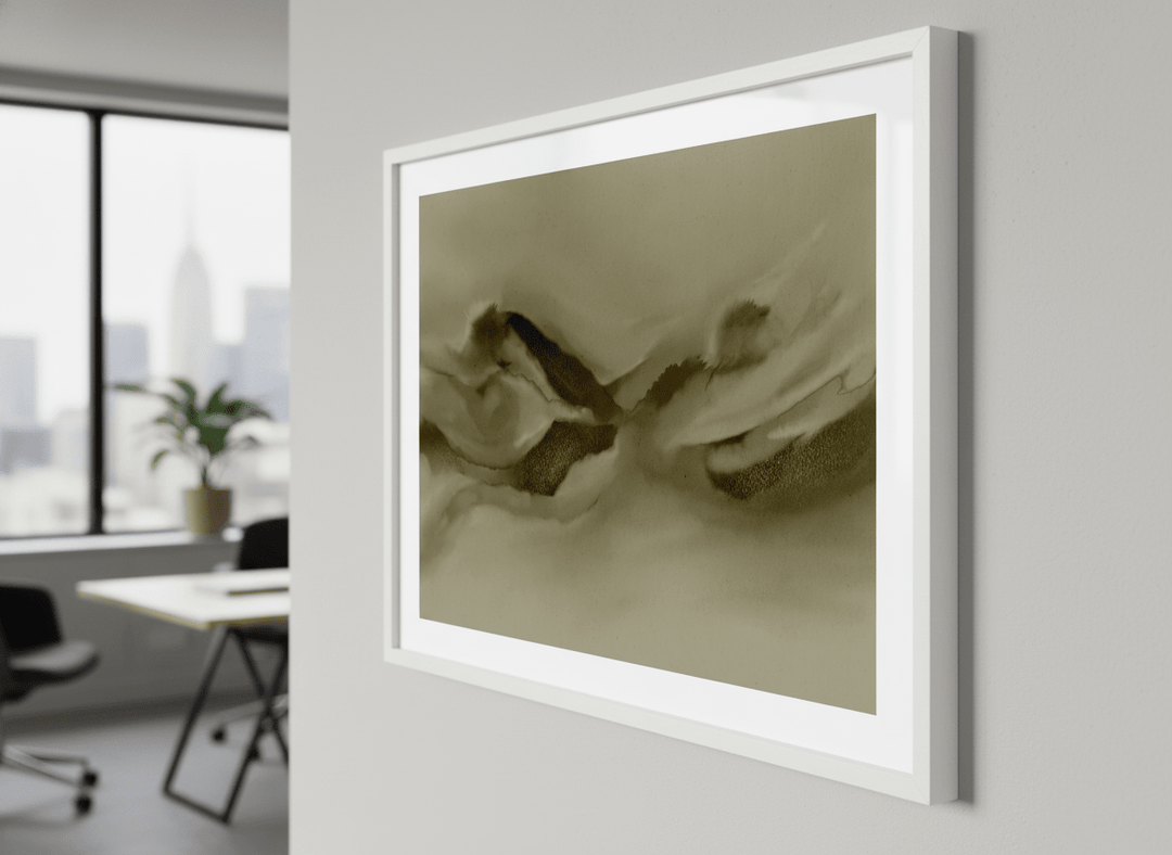Contemporary wall art featured in a bright modern office workspace