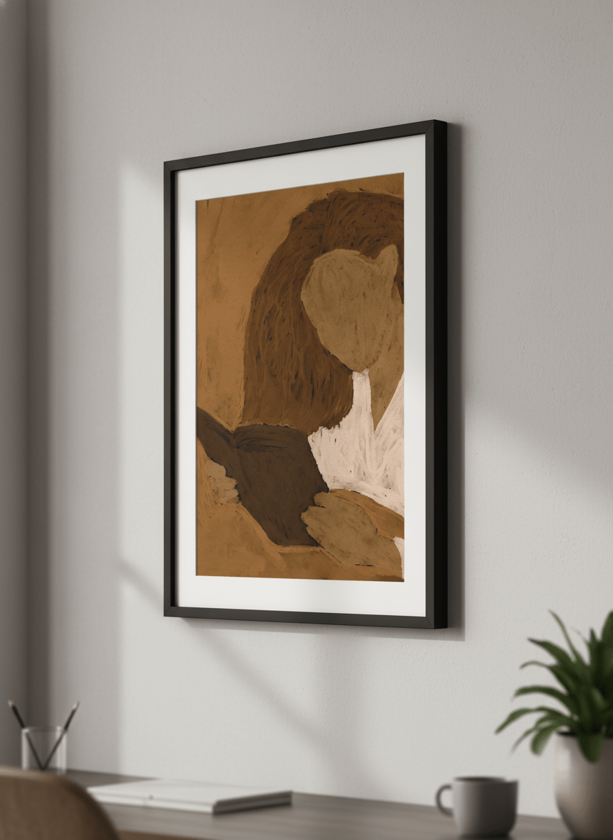Contemporary wall art featured in a bright modern office workspace