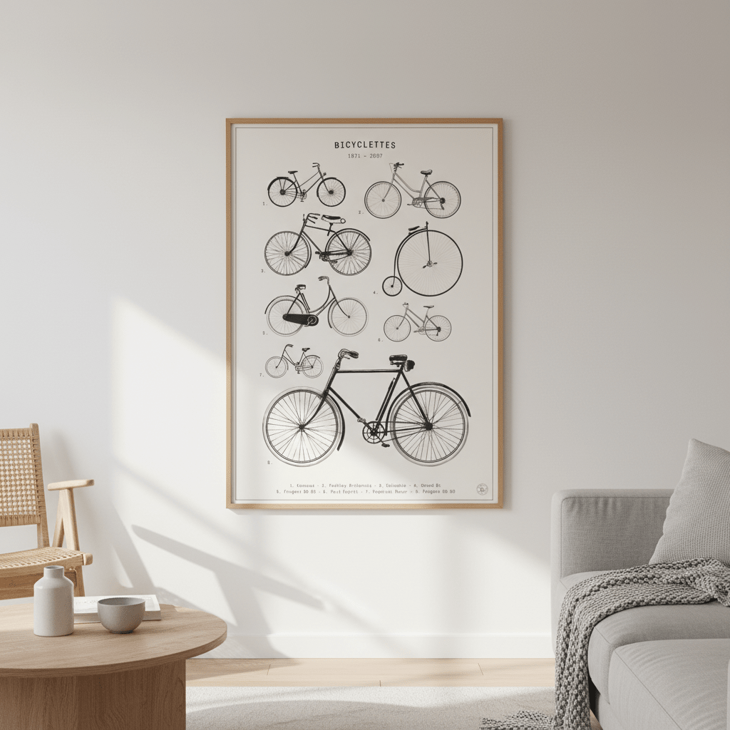 Bicyclettes - Cream by Florent Bodart wall - art - picture - poster