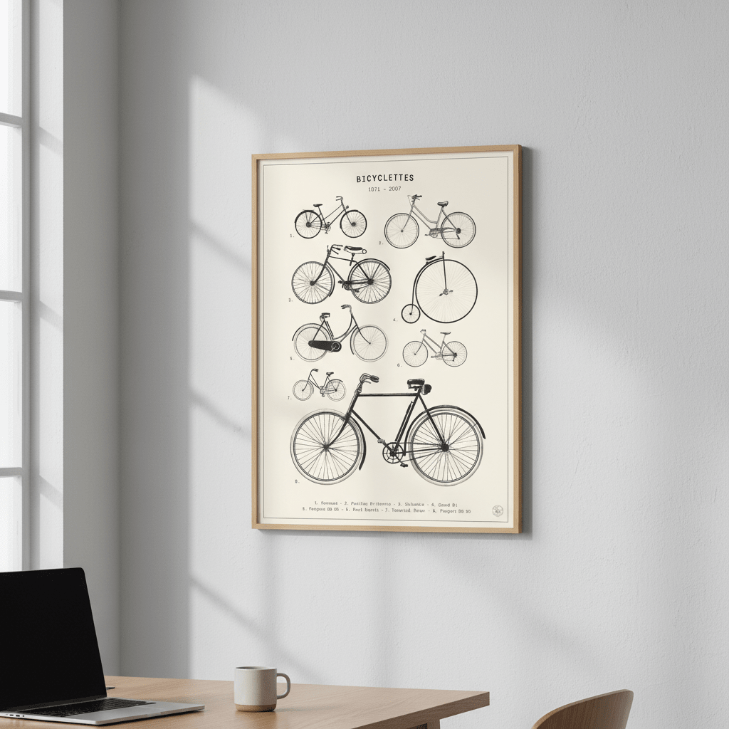 Bicyclettes - Cream by Florent Bodart wall - art - picture - poster