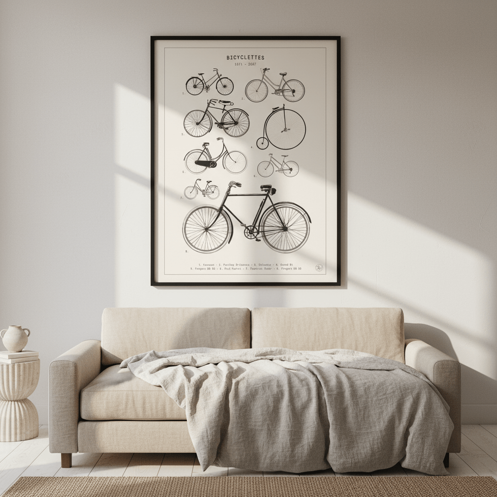 Bicyclettes - Cream by Florent Bodart wall - art - picture - poster