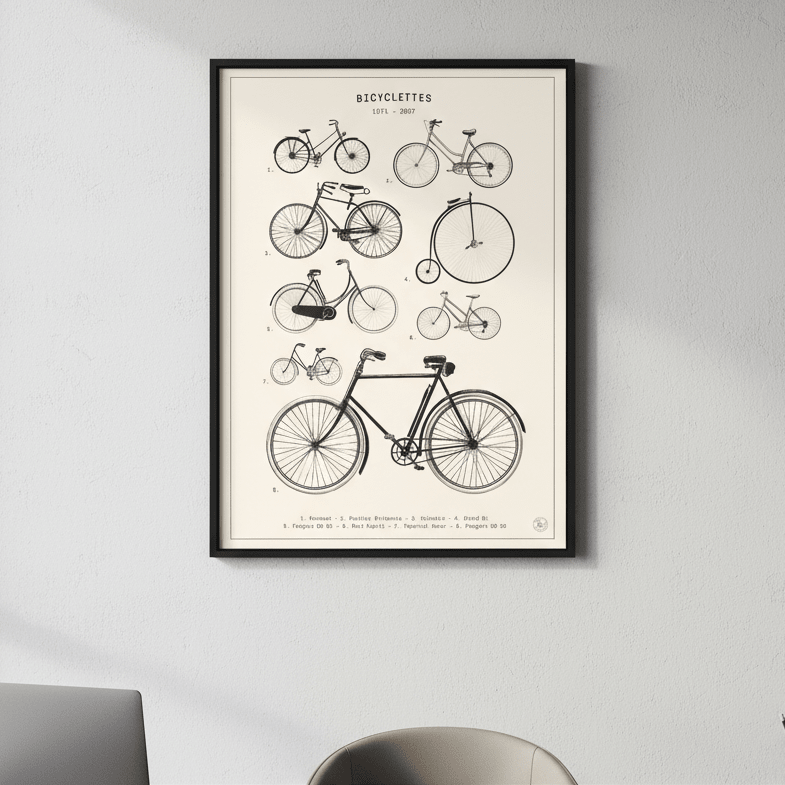 Bicyclettes - Cream by Florent Bodart wall - art - picture - poster