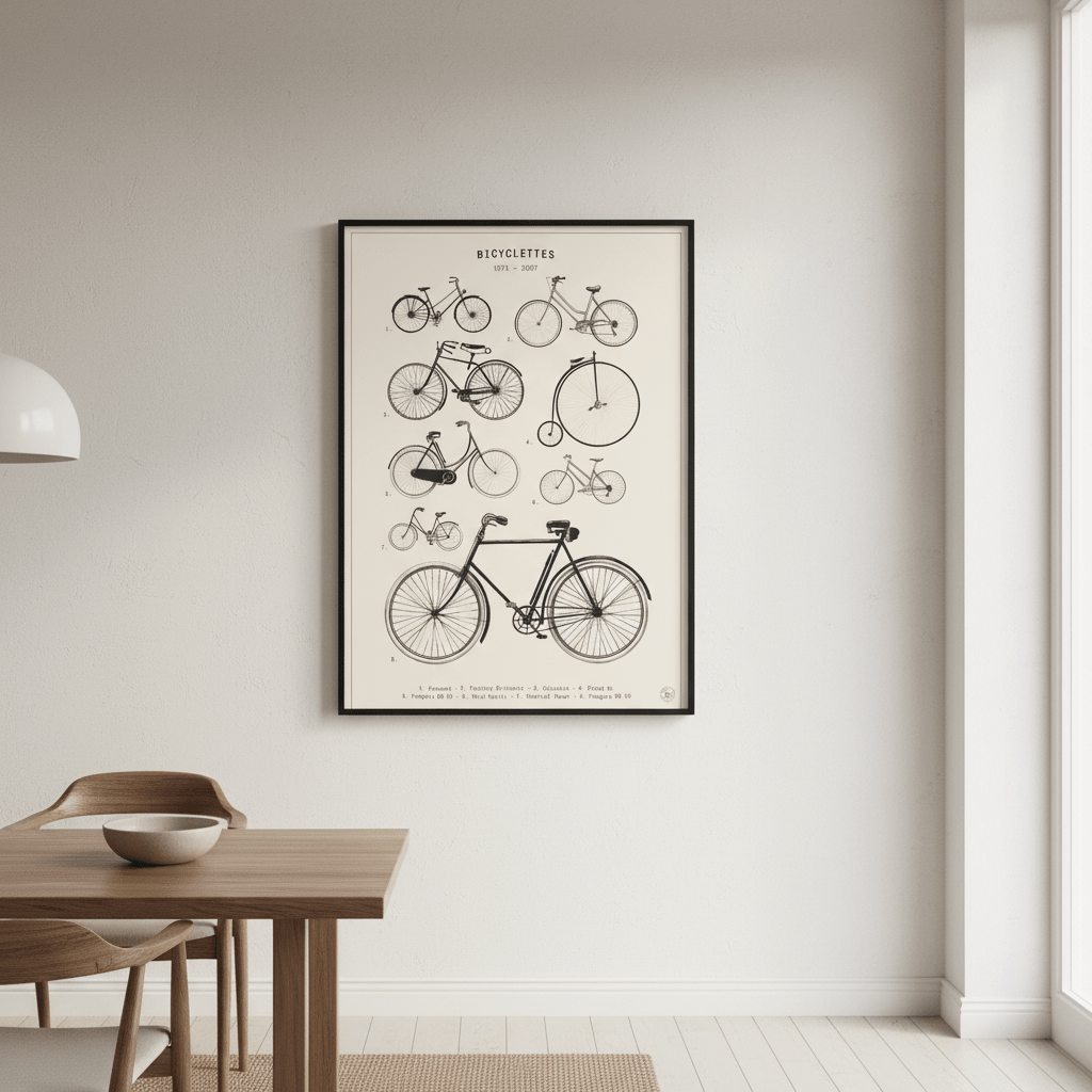 Bicyclettes - Cream by Florent Bodart wall - art - picture - poster