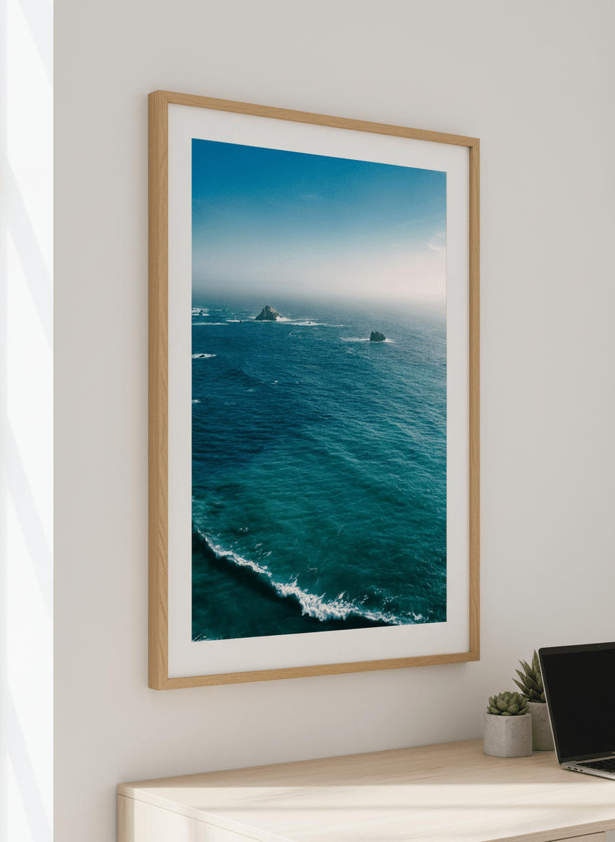 Contemporary wall art featured in a bright modern office workspace