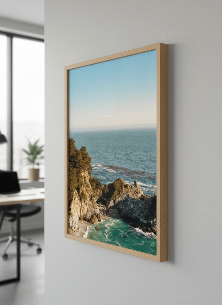 Contemporary wall art featured in a bright modern office workspace