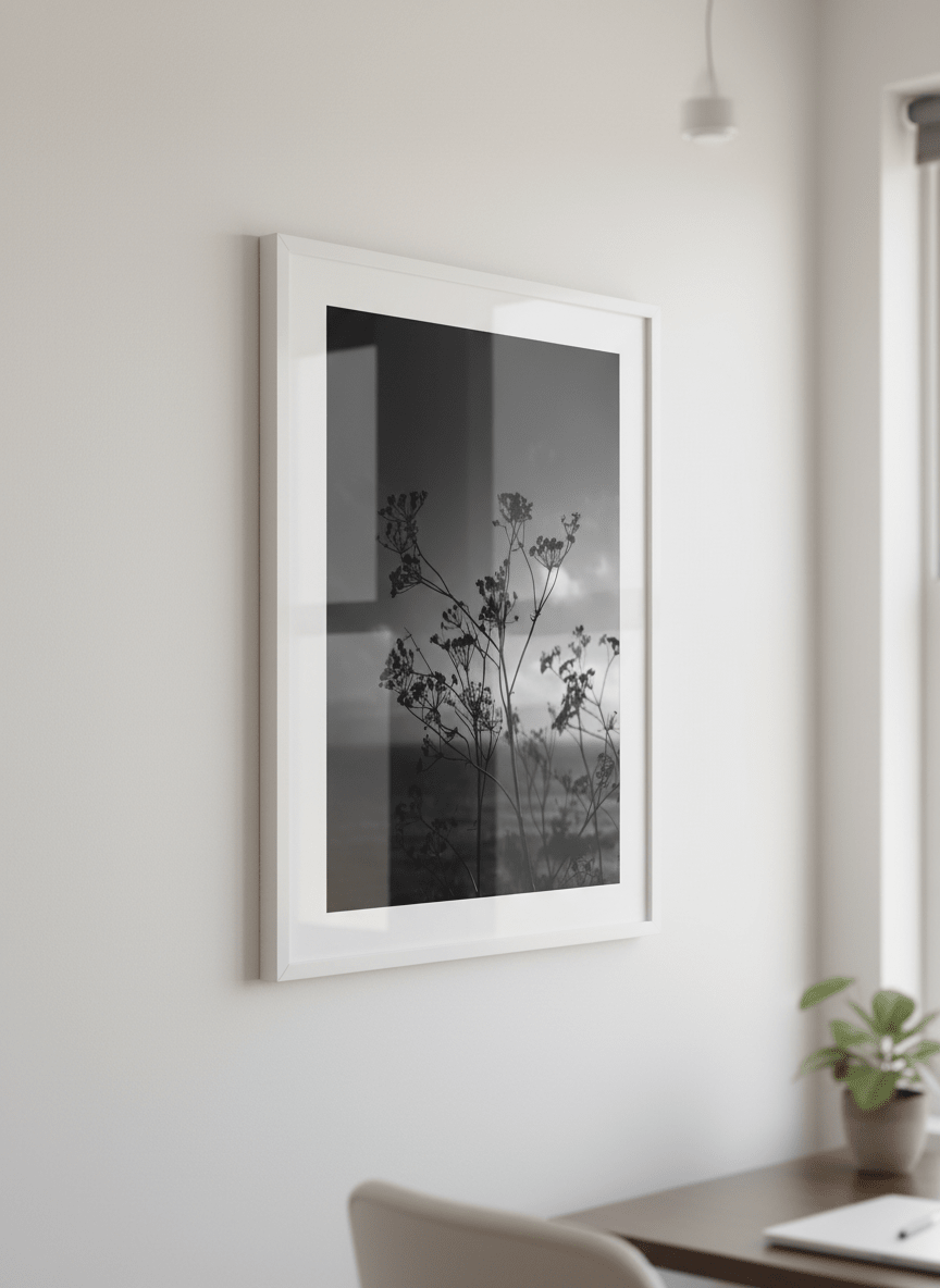 Contemporary wall art featured in a bright modern office workspace