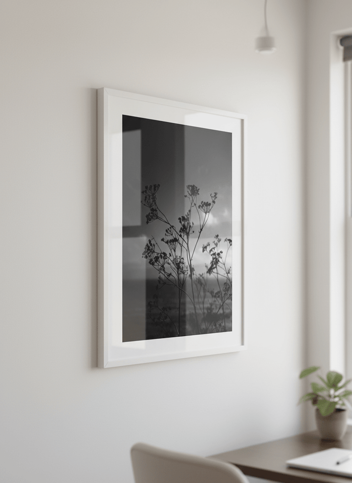 Contemporary wall art featured in a bright modern office workspace
