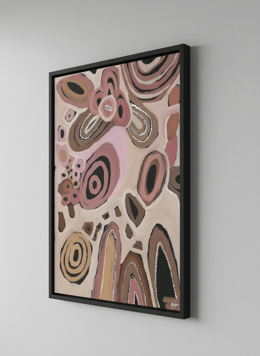 Contemporary wall art featured in a bright modern office workspace