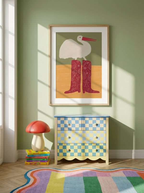 Bird in Red Boots By The Art Concept | Art & Canvas Print