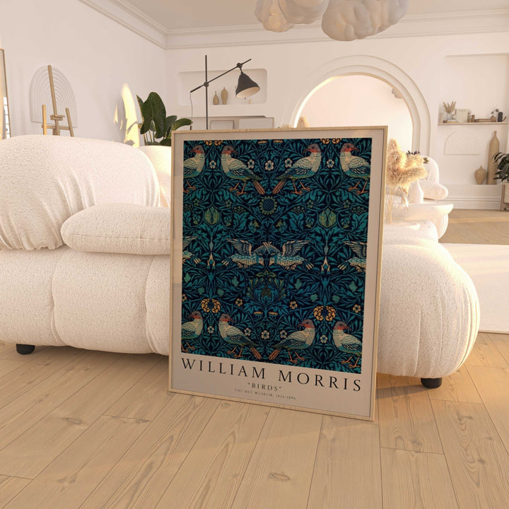 Birds Blue Pattern Wall Art by William Morris - Style My Wall