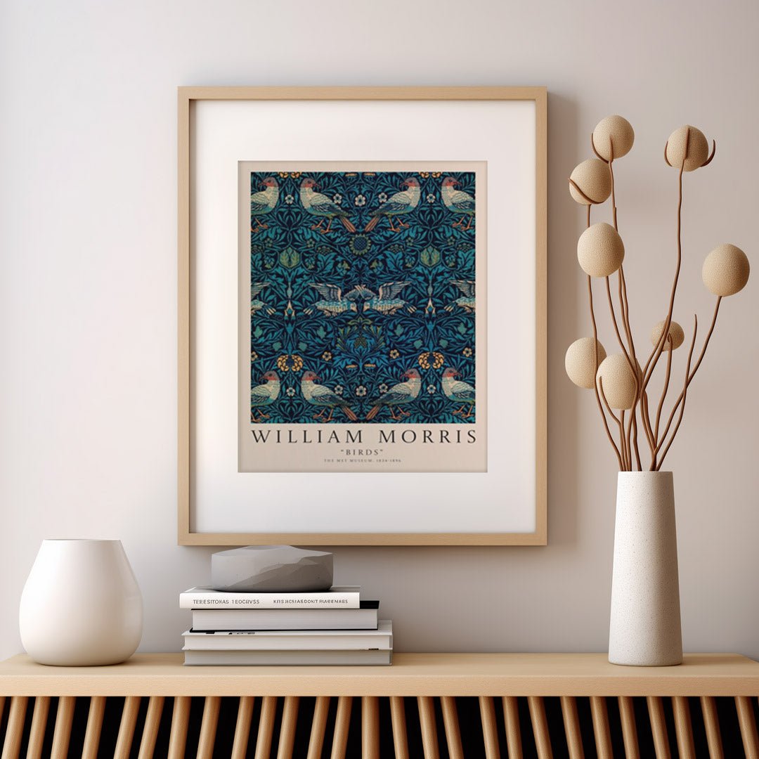Birds Blue Pattern Wall Art by William Morris - Style My Wall