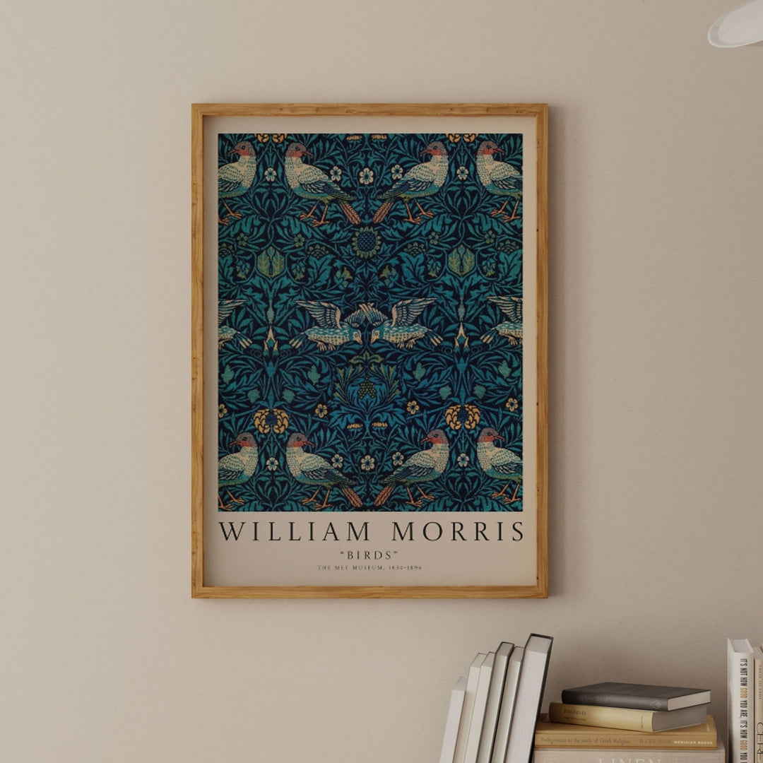 Birds Blue Pattern Wall Art by William Morris - Style My Wall