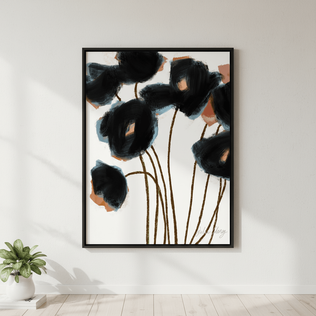 Black and Rust Flower by Julia Cheney wall - art - picture - poster