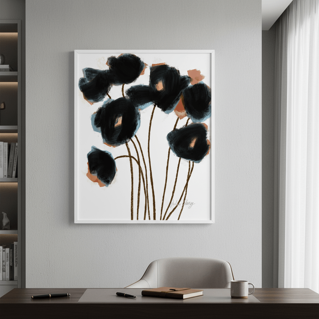 Black and Rust Flower by Julia Cheney wall - art - picture - poster