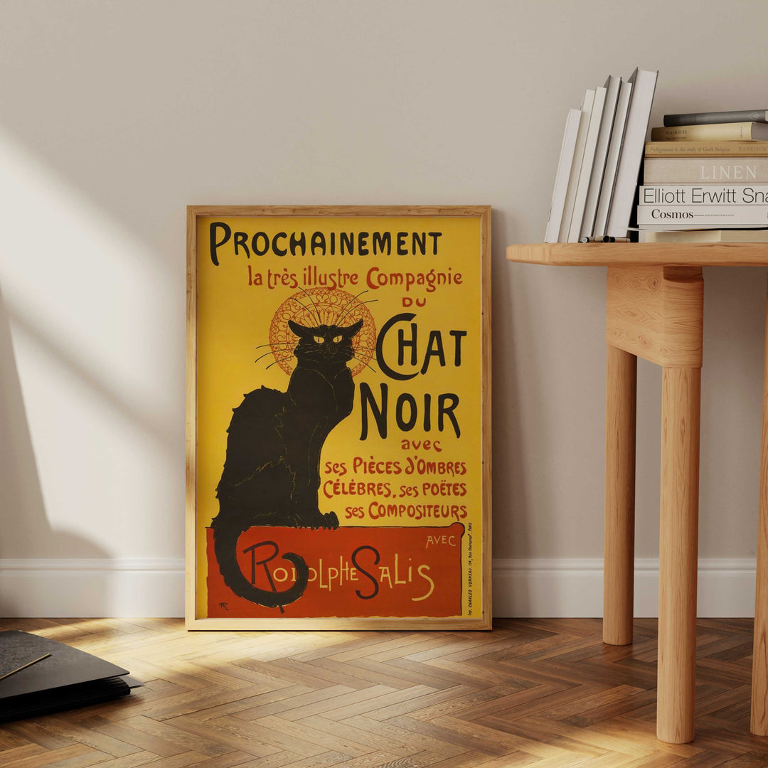 Front view chat noir black cat wall art