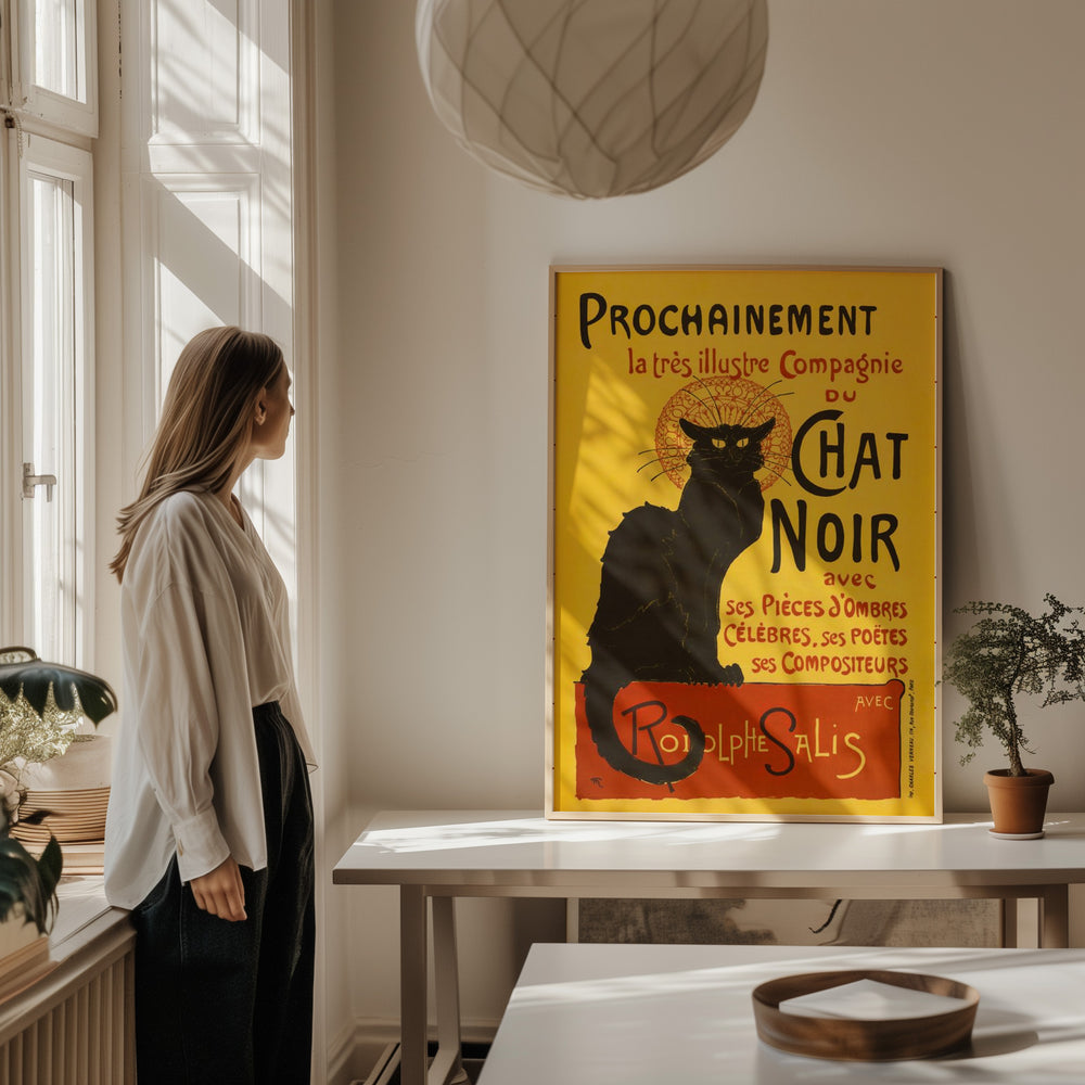 Large poster wall art chat noir style girl looking