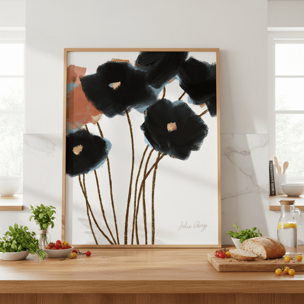 Black Flowers by Julia Cheney wall - art - picture - poster