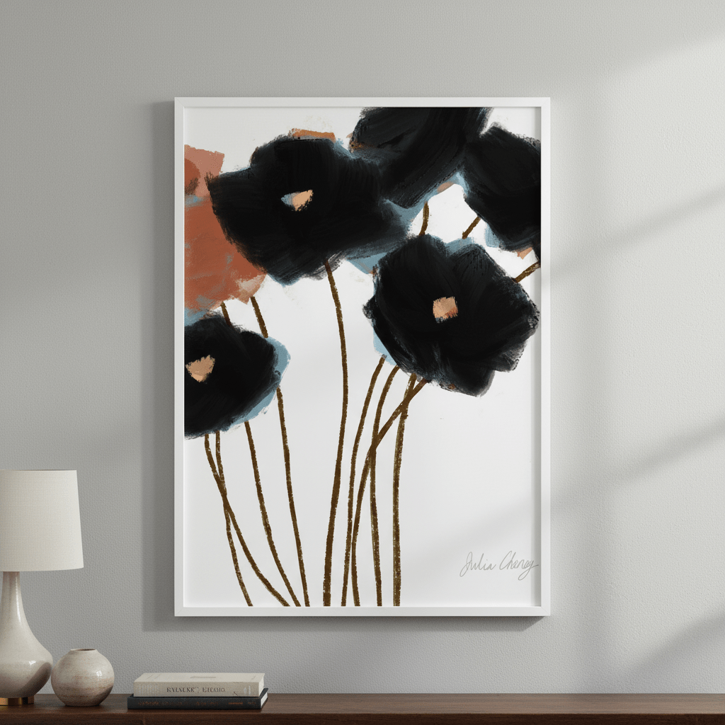 Black Flowers by Julia Cheney wall - art - picture - poster