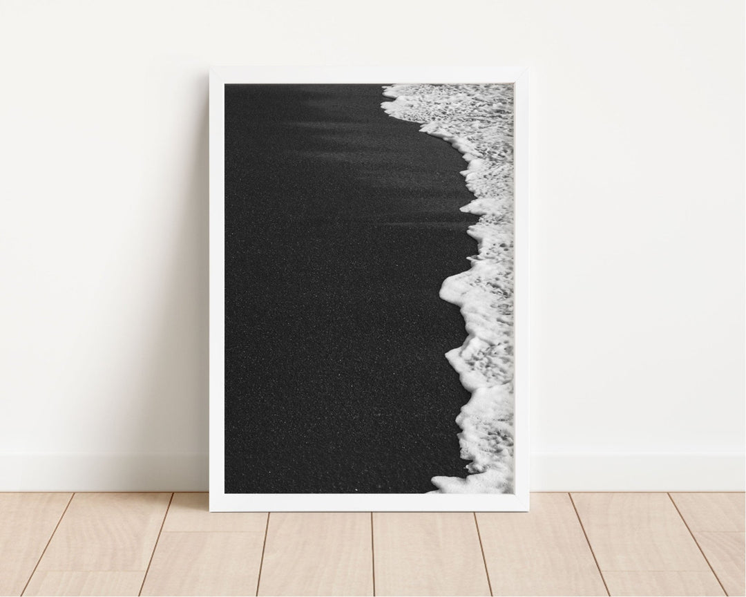 Black and white artwork on a white wall