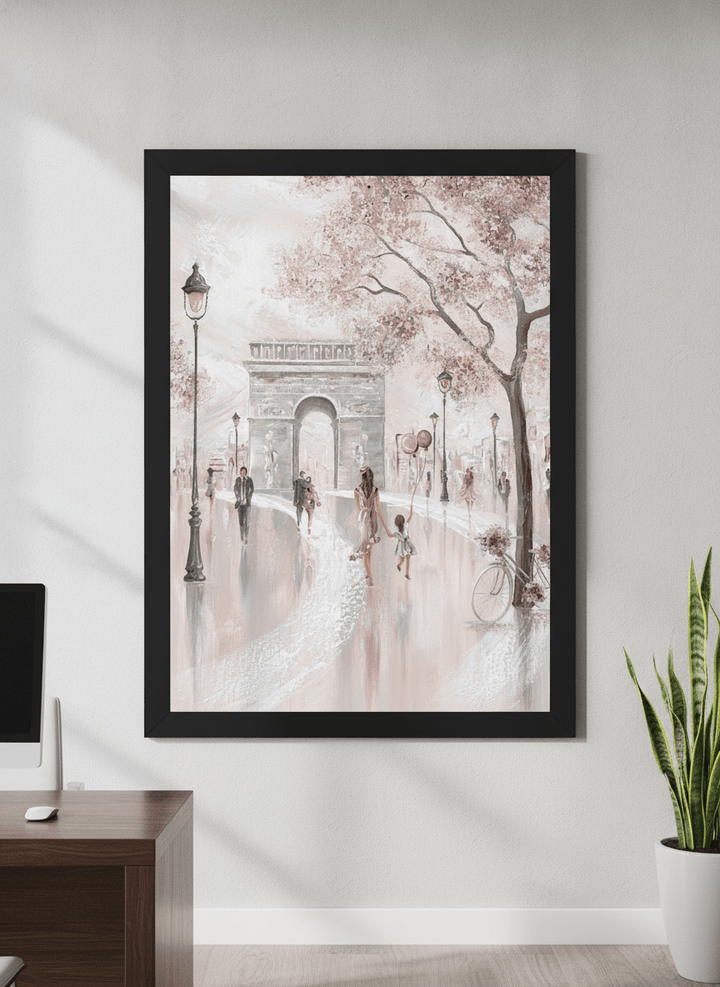 Contemporary wall art featured in a bright modern office workspace