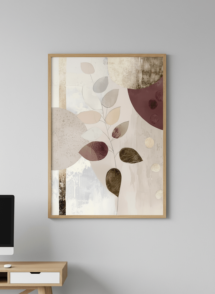 Contemporary wall art featured in a bright modern office workspace