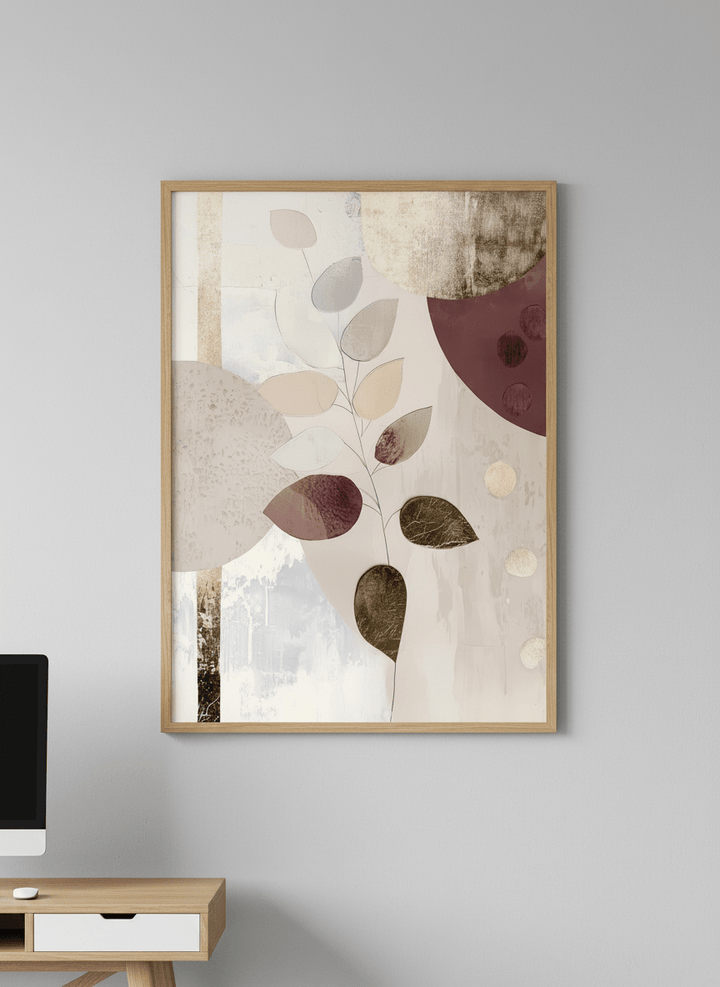 Contemporary wall art featured in a bright modern office workspace